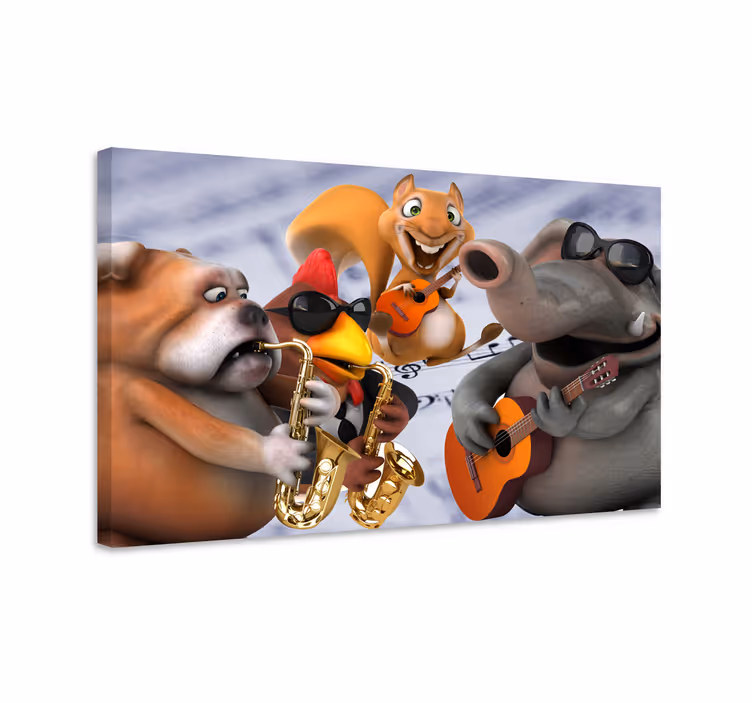 Eläinmuusikot bändi Ihmis canvas taulu - Tenstickers