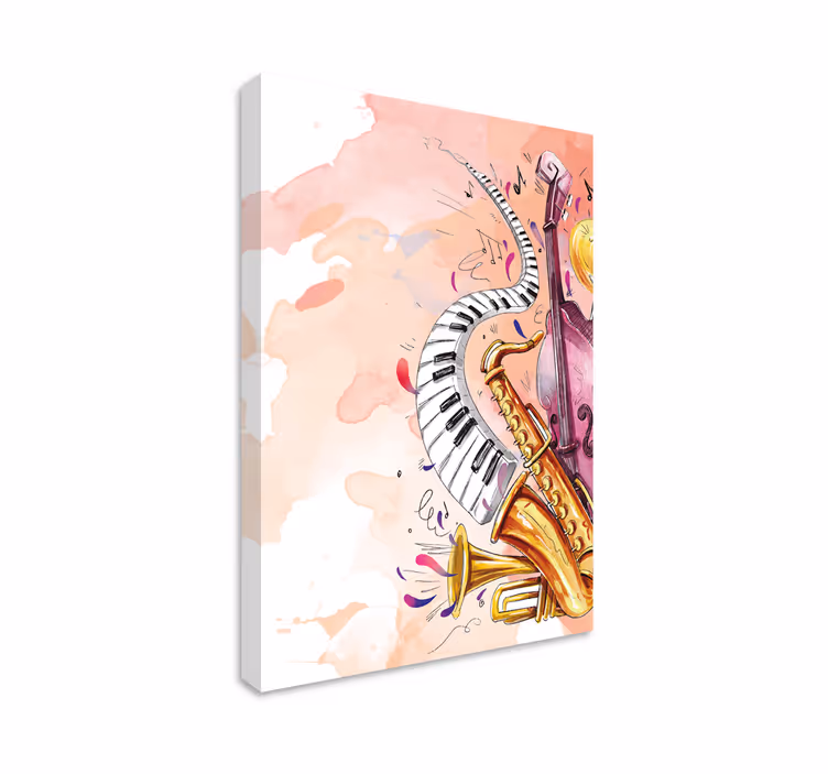 Vesiväri soittimia Musikaali canvas - Tenstickers