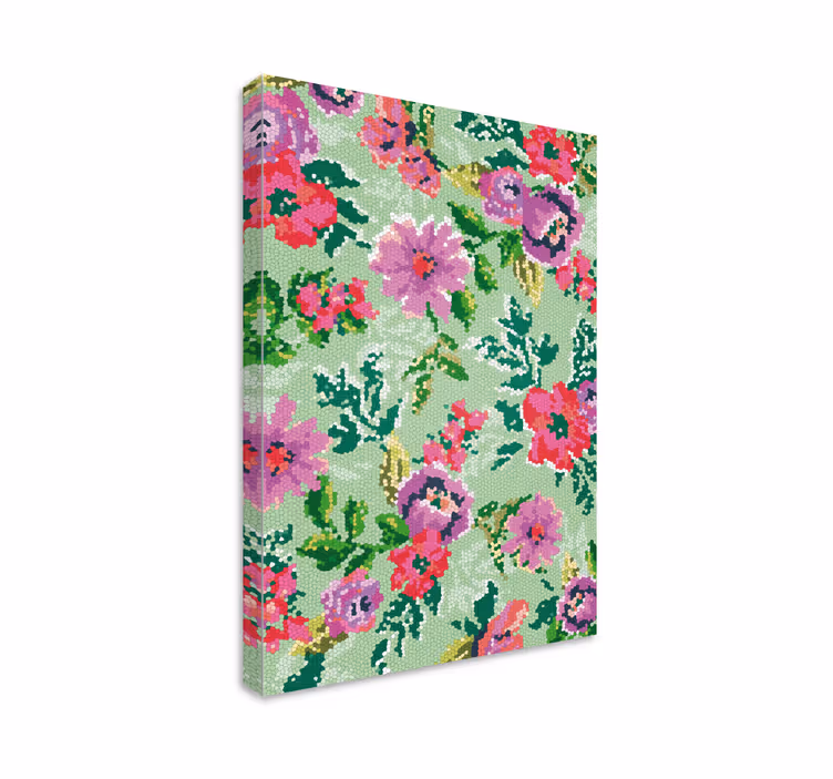 Mosaiikki kukkakuvio kukka canvas taulu - Tenstickers