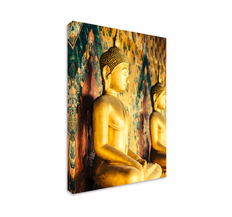Kultaiset buddha-figuurit canvas-taulussa - Tenstickers