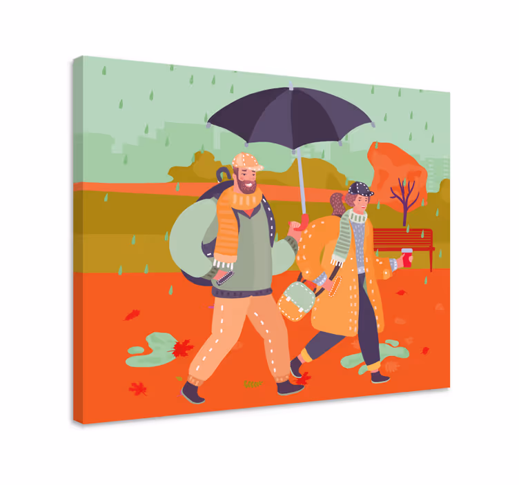 Pariskunta kävelee yhdessä hahmo canvas taulu - Tenstickers