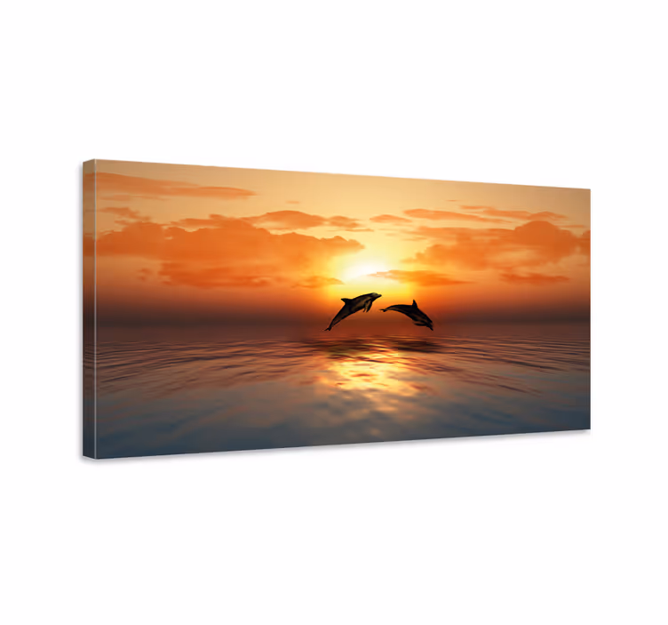3d delfines nadando 3d canvas - Tenstickers