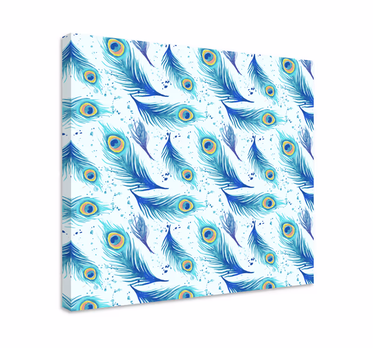 Plumas azules estilo acuarela höyhen canvas - Tenstickers
