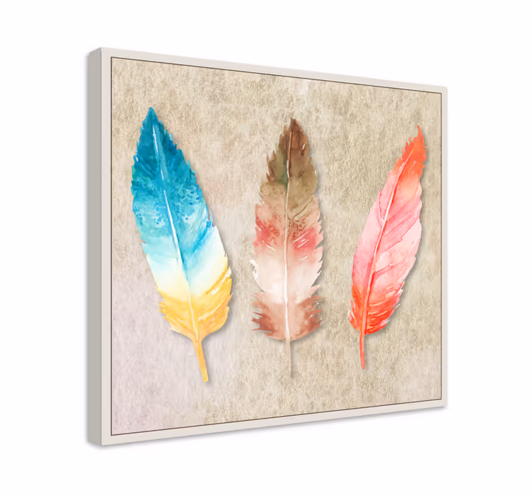 Plumas coloridas pintadas de acuarela höyhen canvas - Tenstickers
