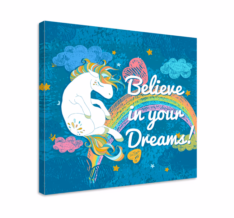 Yksisarvinen monivärinen frase yksisarvinen canvas - Tenstickers