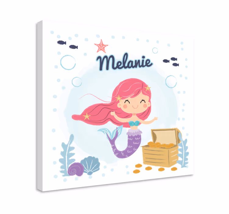 Bebe de sirena con nombre lasten canvas - Tenstickers