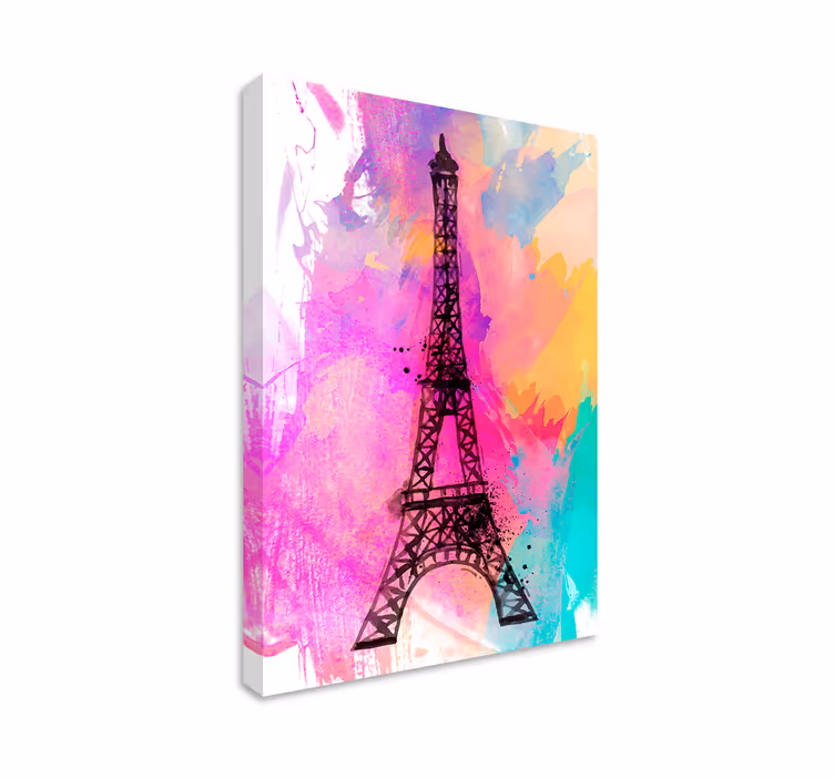 Pariisin eiffel-torni värikkäissä kaupungeissa kaupunki canvas - Tenstickers