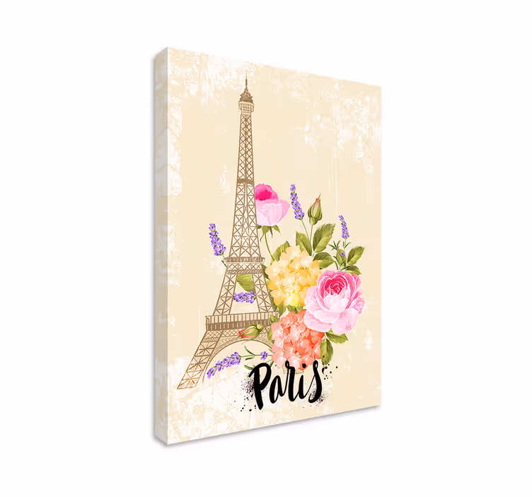 Eiffel-tornin kukkaloisto kaupunki canvas taulu - Tenstickers