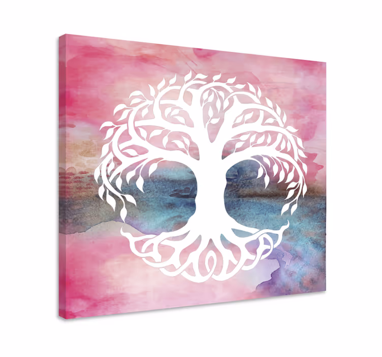 Vesiväri elämän puu puu canvas - Tenstickers