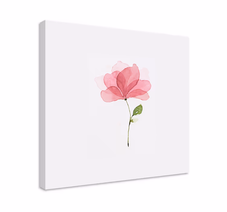 Vesiväri vaaleanpunainen kukka kasvi canvas - Tenstickers