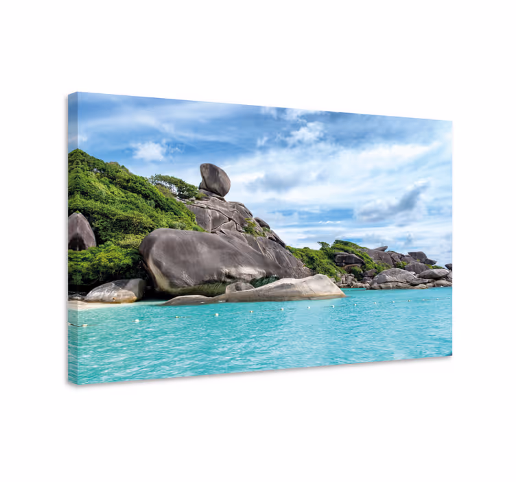 Rauhallinen kivinen rannikko canvas taulu maisema - Tenstickers
