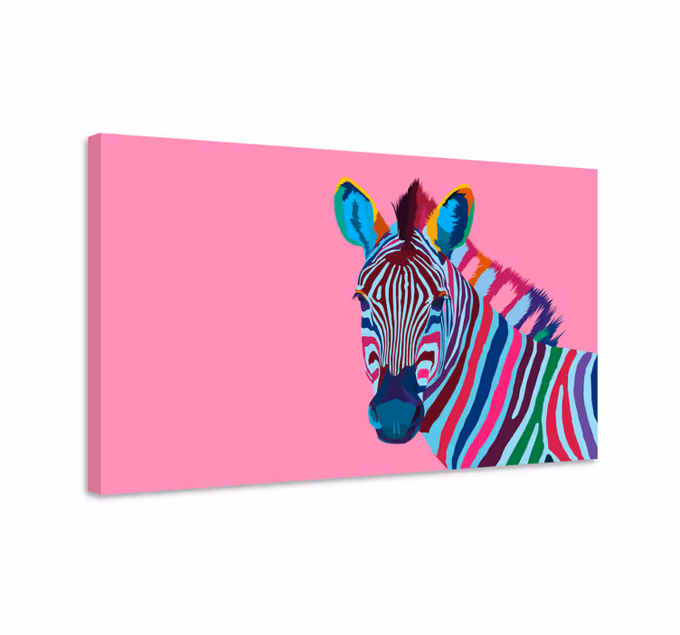 Sateenkaari seepra seepra canvas - Tenstickers