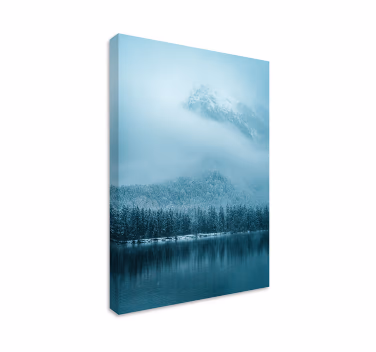 Järvi vuori lumi canvas taulu maisema - Tenstickers