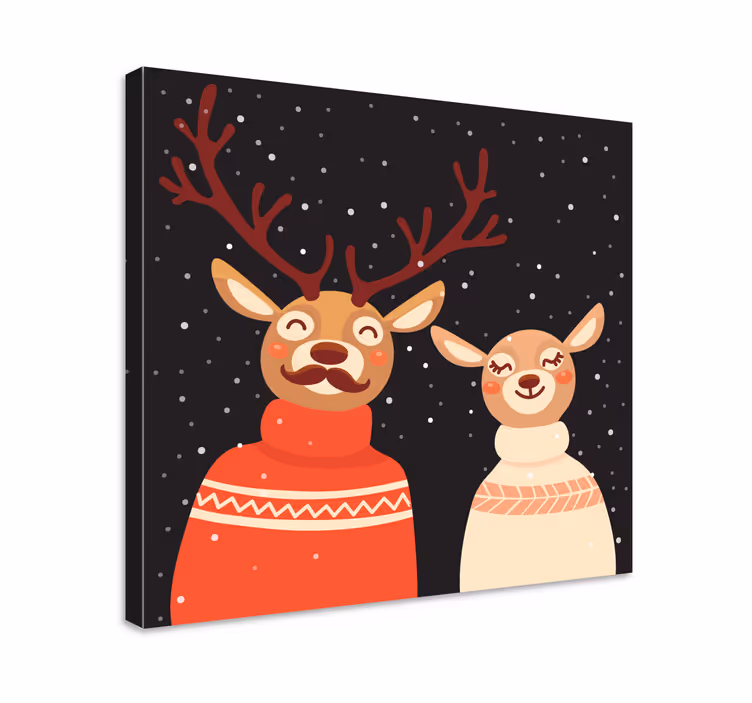 Jouluinen peura pari canvas taulu - Tenstickers