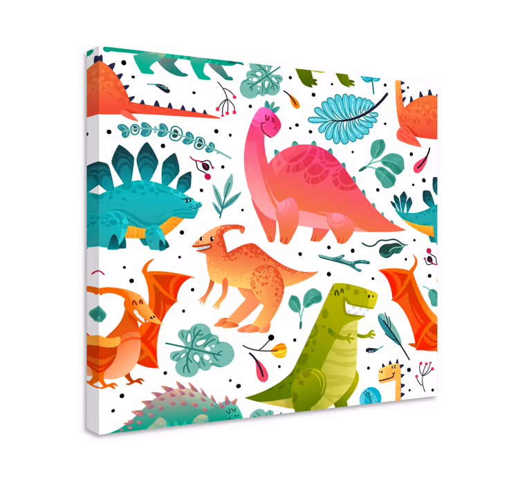 Onnellisia dinosauruksia lapsille dinosaurus canvas - Tenstickers