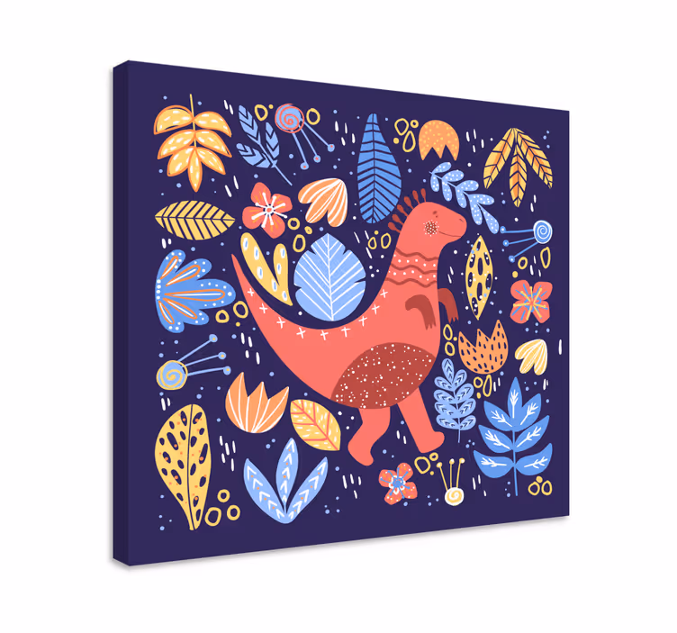 Leikkisä dinosauruskuva canvas-taulu - Tenstickers