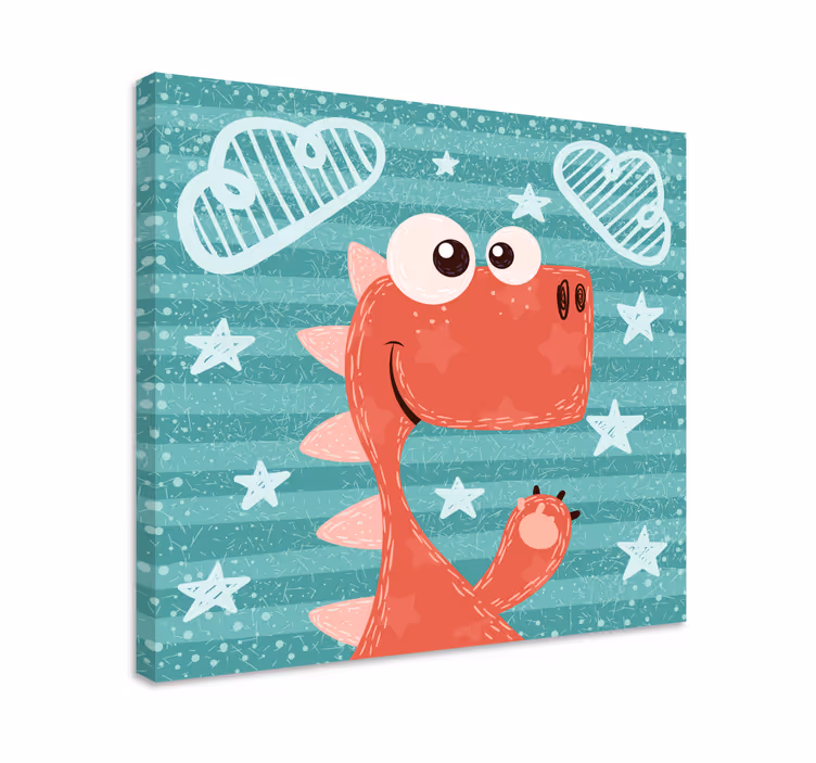 Söpö sarjakuvadinosaurus canvas taulu - Tenstickers