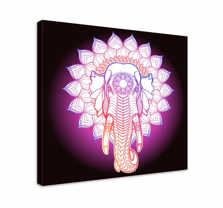 Monivärisiä mandala-elefantteja elefantti canvas - Tenstickers