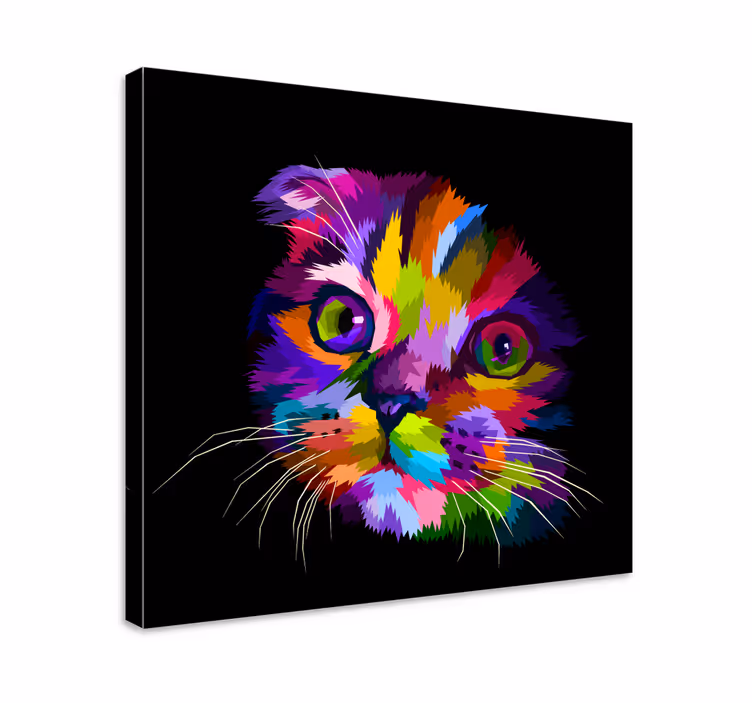 Maalattu sateenkaaren kissa kissa canvas - Tenstickers