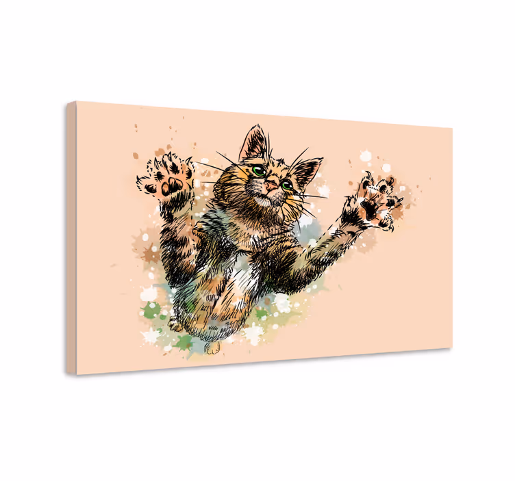 Maalattu kissa kissa canvas - Tenstickers
