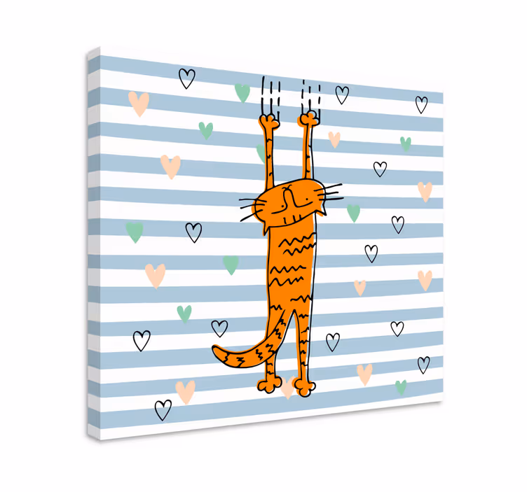 Sarjakuva kissa sydämet kissa canvas - Tenstickers