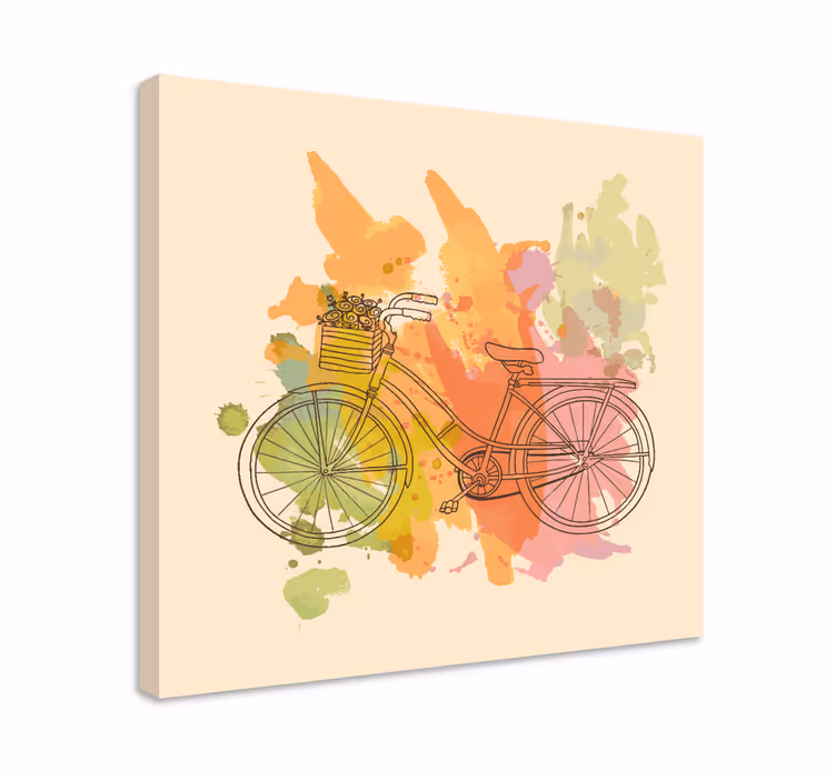 Vintage polkupyörä kukilla vintage canvas - Tenstickers