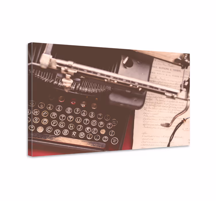 Vintage kirjoituskoneen näppäimet hedelmä canvas taulu - Tenstickers