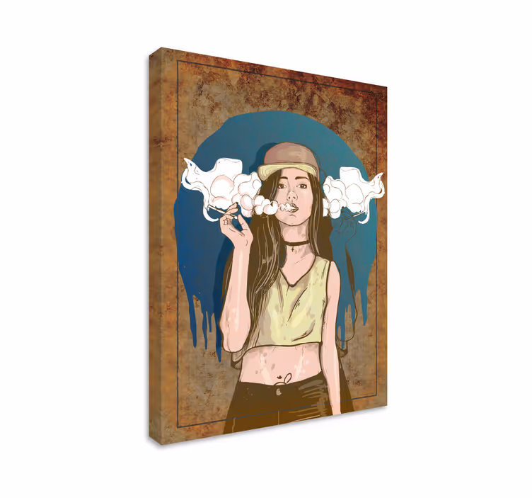 Kuplia puhaltava muotokuva hahmo canvas taulu - Tenstickers