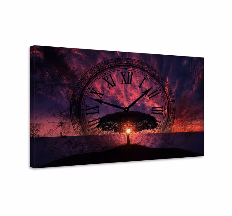 Ajaton puu auringonlaskussa abstrakti canvas taulu - Tenstickers