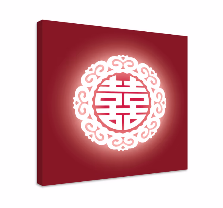 Punainen kiinalainen symboli buddha canvas taulu - Tenstickers