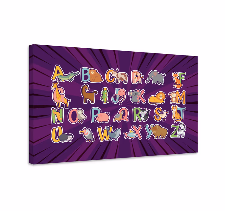 Eläinabecedarihauskuus lasten canvas taulu - Tenstickers