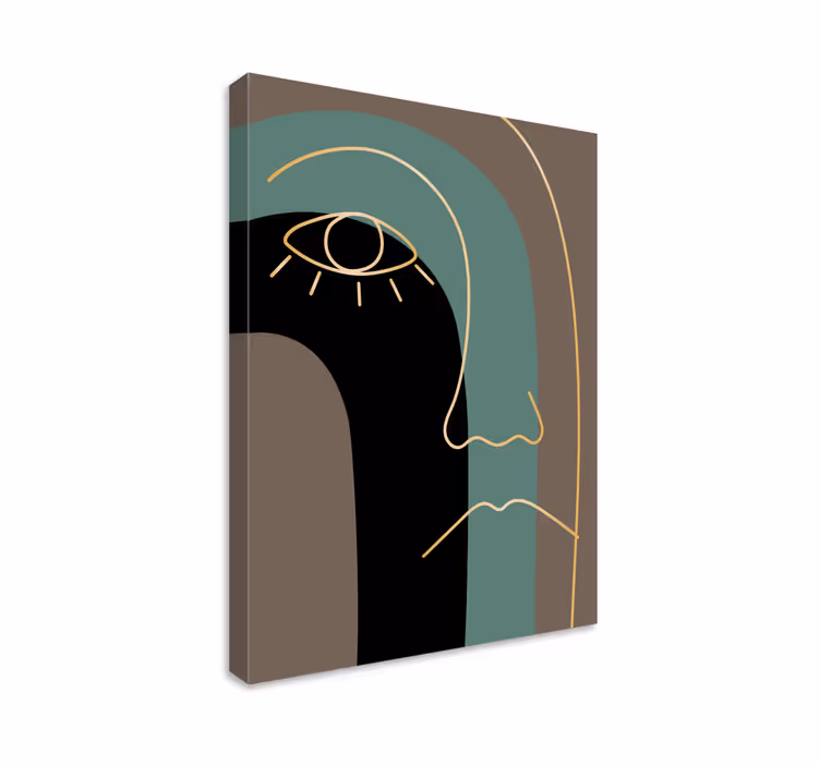 Minimalistinen kasvojen ääriviiva abstrakti canvas taulu - Tenstickers