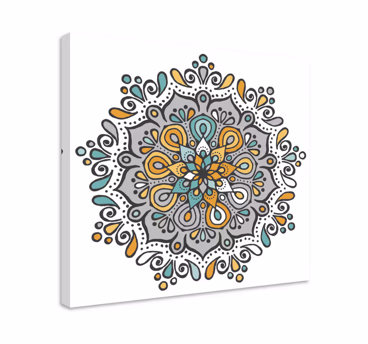 Mandala värikäs kukka muotoinen mandala canvas - Tenstickers