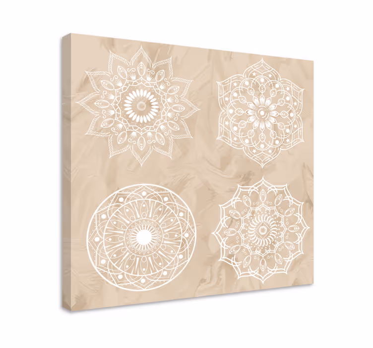 Neljä beigeä mandalaa mandala canvas - Tenstickers