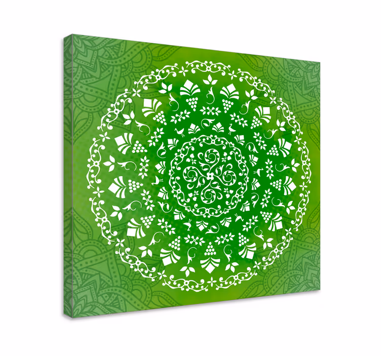 Mandala vihreä koriste pyöreä mandala canvas - Tenstickers