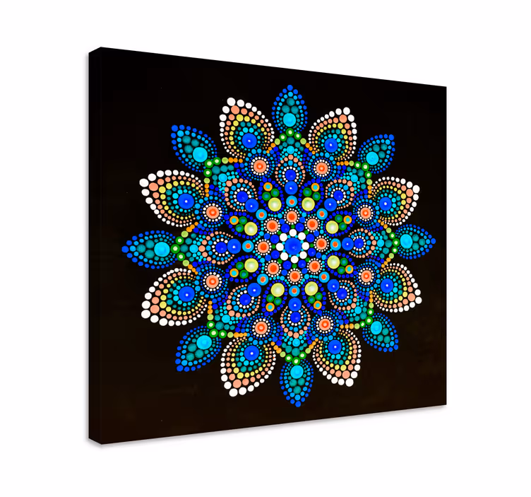 Mandala värikkäitä pisteitä mandala canvas - Tenstickers