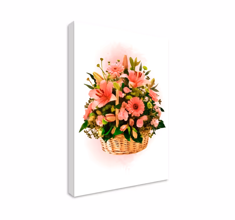 Kori vaaleanpunaisia kukkia kukka ja kasvi canvas taulu - Tenstickers