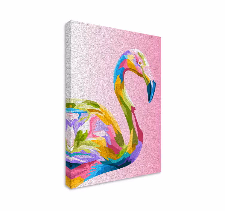 Flamingo-taide höyhen canvas - Tenstickers