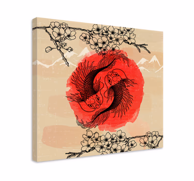 Ying yang -kaloja kala canvas - Tenstickers