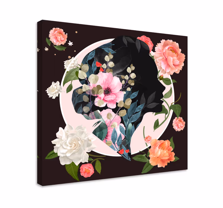 Silhuetti kukka profiili canvas taulu - Tenstickers