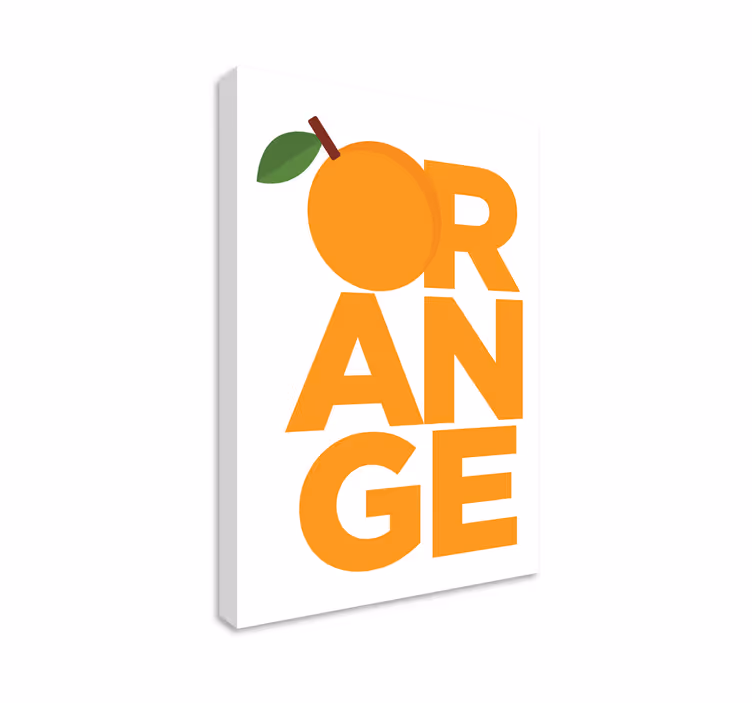Oranssi teksti hedelmä asetelma canvas - Tenstickers