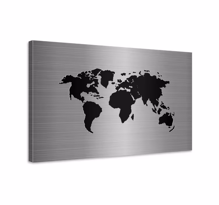 Metallivaikutus maailmankartta maailmankartta canvas - Tenstickers