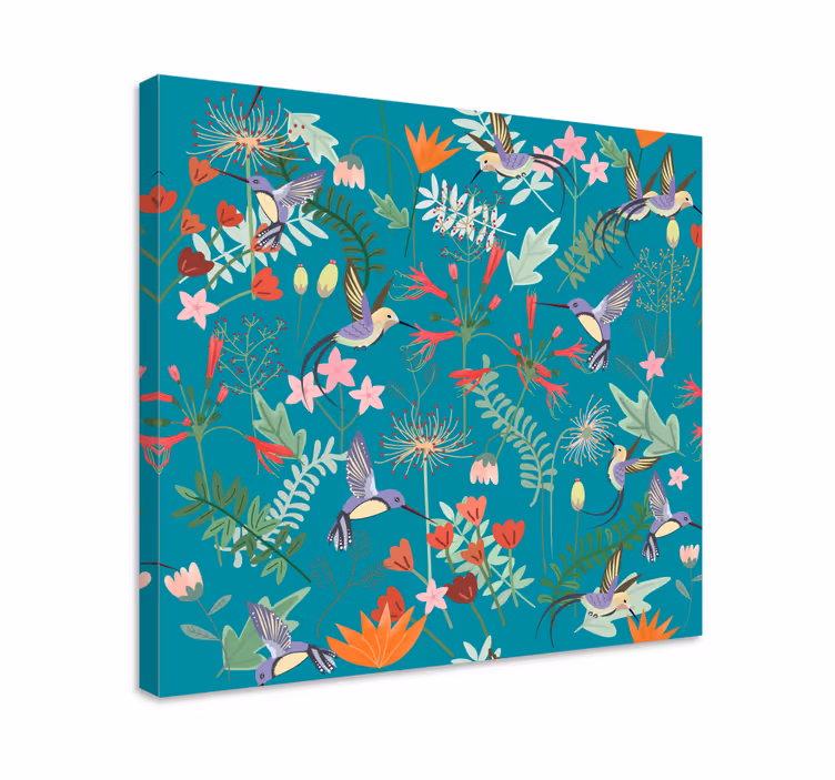 Kolibri kuvio lintu canvas - Tenstickers