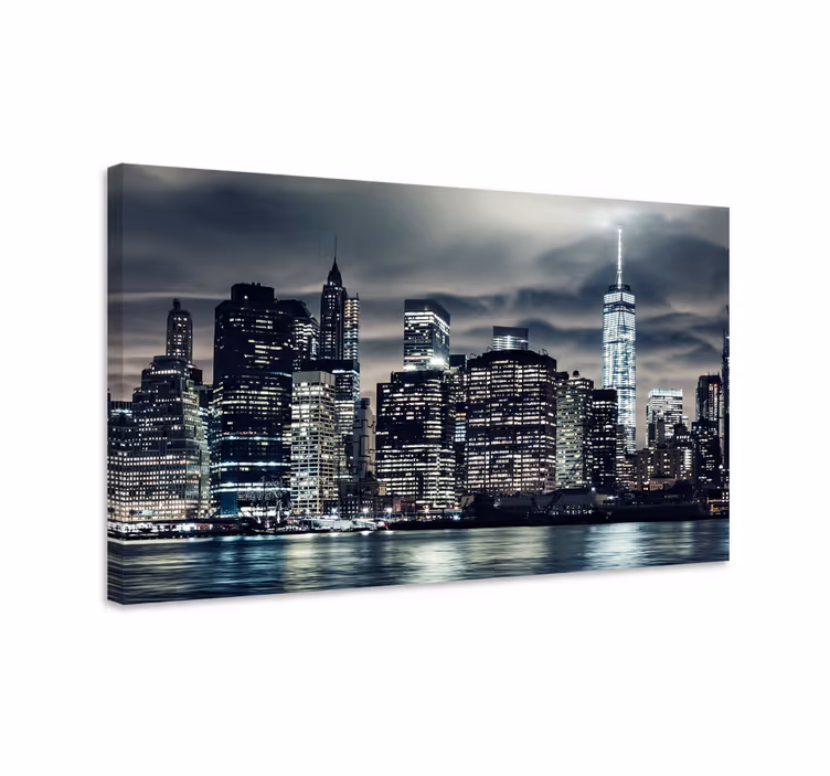 New york yöllä kaupunki canvas - Tenstickers