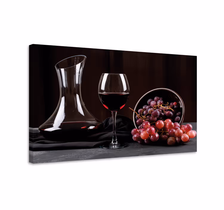 Viini ja viinirypäleet ravintola canvas - Tenstickers
