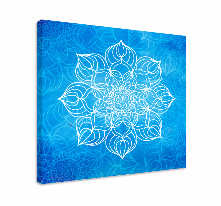 Sininen maaliroiske mandala canvas - Tenstickers