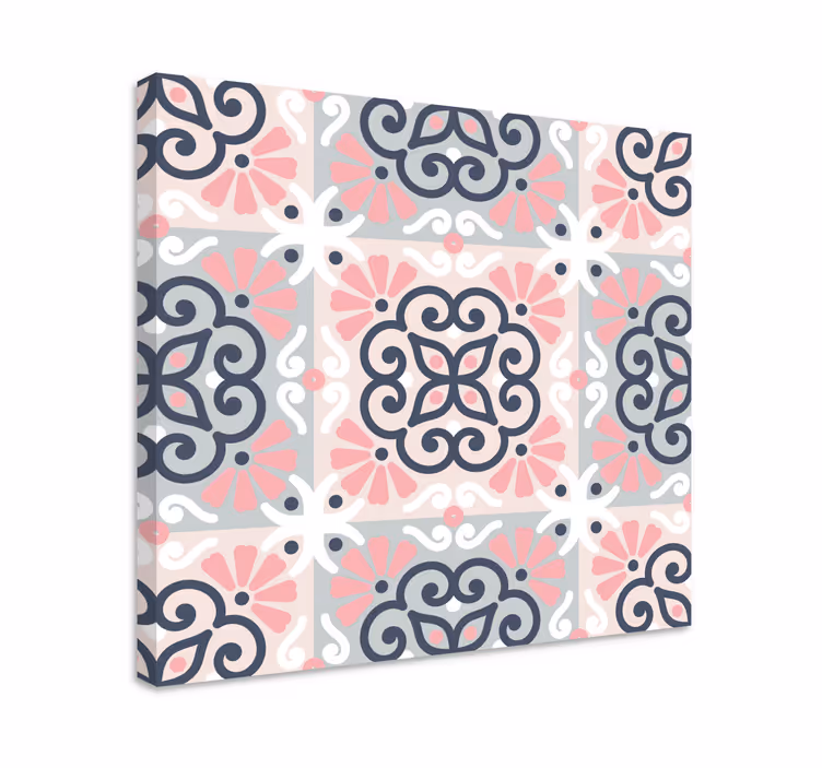 Moderni canvas taulu geometrisilla kukkakuvioilla - Tenstickers