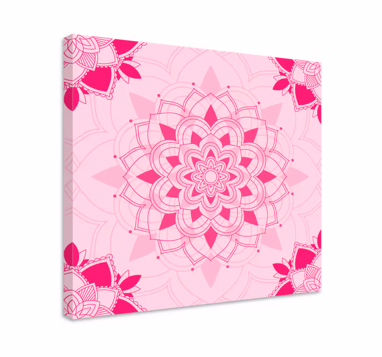 Kirkkaan vaaleanpunainen mandala mandala canvas - Tenstickers