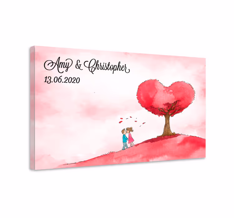 Sydänpuu rakkaus maalais canvas taulu - Tenstickers