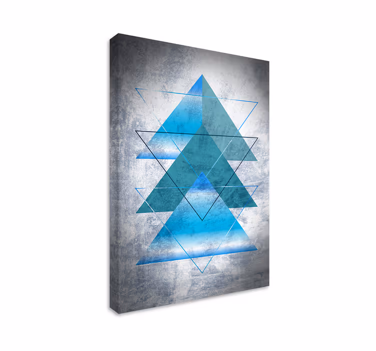 Modernit siniset rinnakkaiset kolmiot geometrinen canvas - Tenstickers